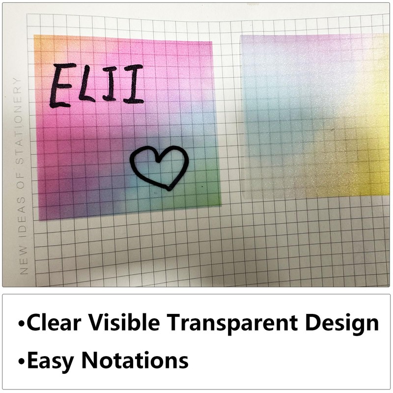 ELII Transparent Sticky Notes,Glitter 3x3 inch Clear Bible Sticky Notes,400Pcs