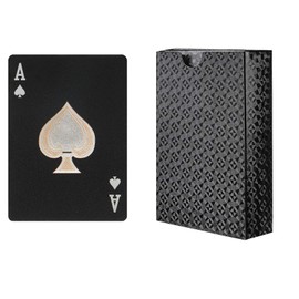 KashoClean Playing Cards, Waterproof Plastic Playing Cards, Easy Shuffling Black Gold Pattern Durable Deck of Cards for Water Card Games and Party - Black
