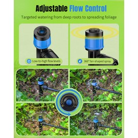 Pawfly 30 Pcs Drip Irrigation Emitters, Drip Emitters for 1/4" Drip Irrigation Tubing, Sprinkler Heads with Adjustable 360 Degree Water Flow, Garden Drippers for Plants Watering System