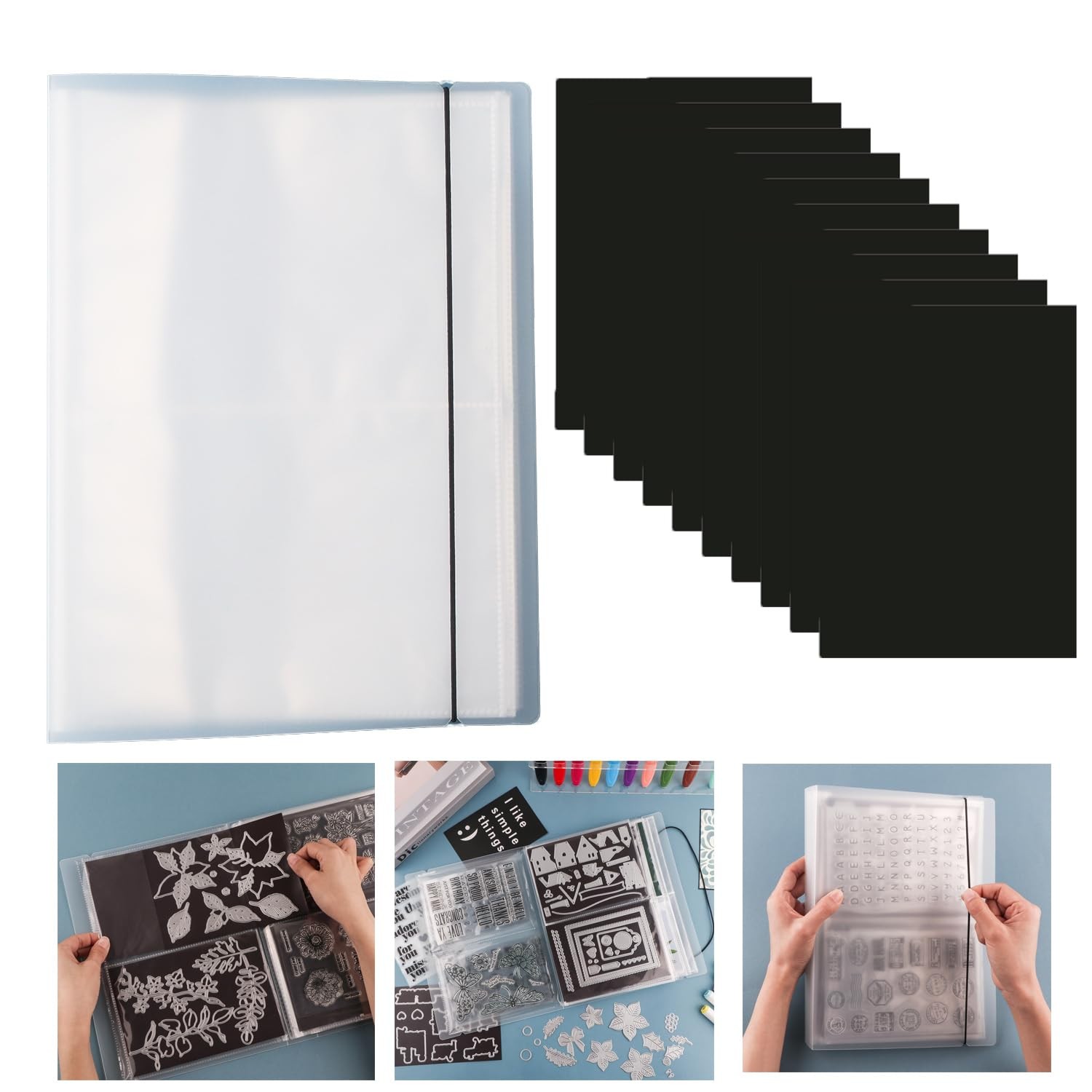 OTCRAFT Classeur A5 à 6 anneaux en PVC souple transparent pour bloc
