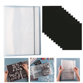 OTCRAFT 20 Pages/1 Set Large Clear Sticker Photo Storage Album; Stamp and Die Storage Book with 10 Rubber Magnetic Sheets, 0.5mm Cutting Dies Stencil Organizer for