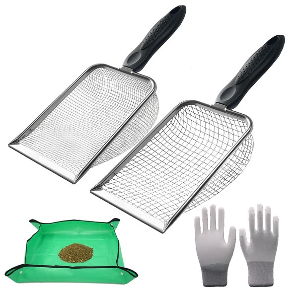 2pcs Gardening Soil Sifter,3.8/5mm Mesh Stainless Steel Sand Soil Compost
