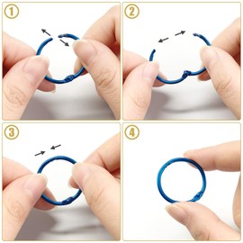 KTOJOY 1 Inch 30 Pack Loose Leaf Binder Rings, Metallic Assorted Colors (Yellow, Green, Blue, Purple and red Pink)