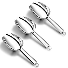 P&P CHEF Mini Canister Scoop Set of 3 (3Oz), Small Ice Candy Scoop, Stainless Steel Multipurpose Food Scooper for Buffet Jar Freezer, Mirror Finish & Dishwasher Safe, Silver