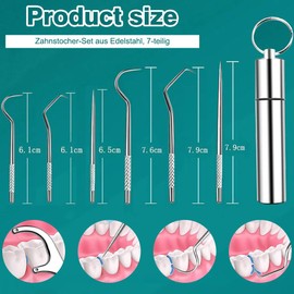 Stainless Steel Toothpicks Set, 7PCS Toothpick Holder Metal Toothpick Set, Reusable Metal Toothpicks, Portable Metal Toothpicks Holder for Outdoor Camping Picnic Travel(Silver)