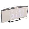 Mirror Digital Alarm Clock Temperature Display LED Curved Mirror Digital