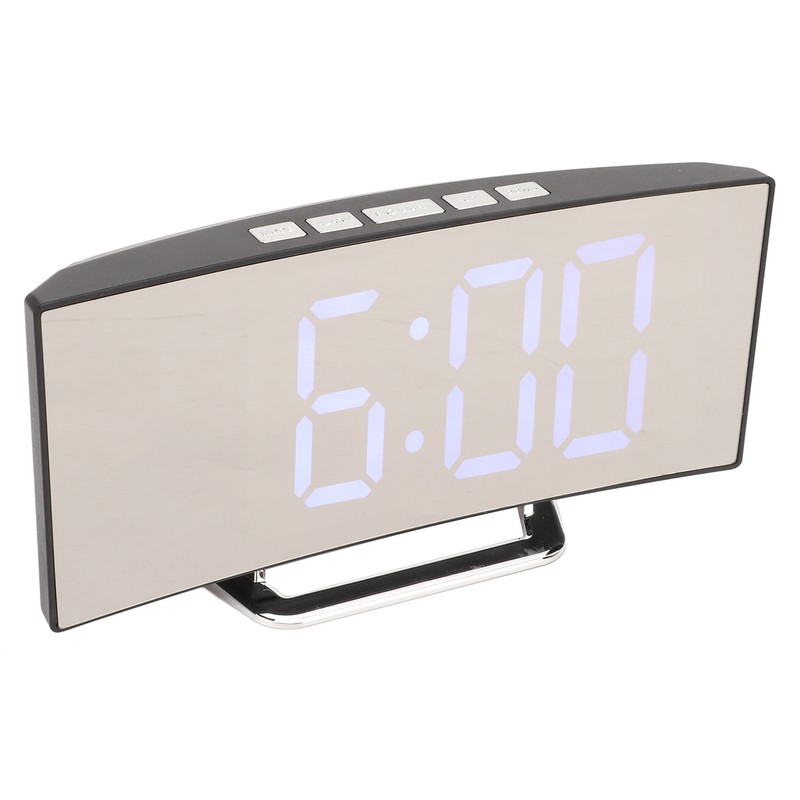 Mirror Digital Alarm Clock Temperature Display LED Curved Mirror Digital