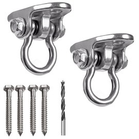 Dakzhou 2 Sets of Stainless Steel Swing Hanger, 180° Swivel Swing Hook, 1500 lb Load-Bearing Wooden Concrete Playground Hammock, Yoga Hammock, Ropes, Slings, Porch Swing