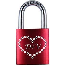 LoveGoals Liebesschloss-Geschenk mit Gravur und 2 Schlüsseln, Individuell graviert, Hochwertige Geschenkverpackung, Motiv M025, Rot