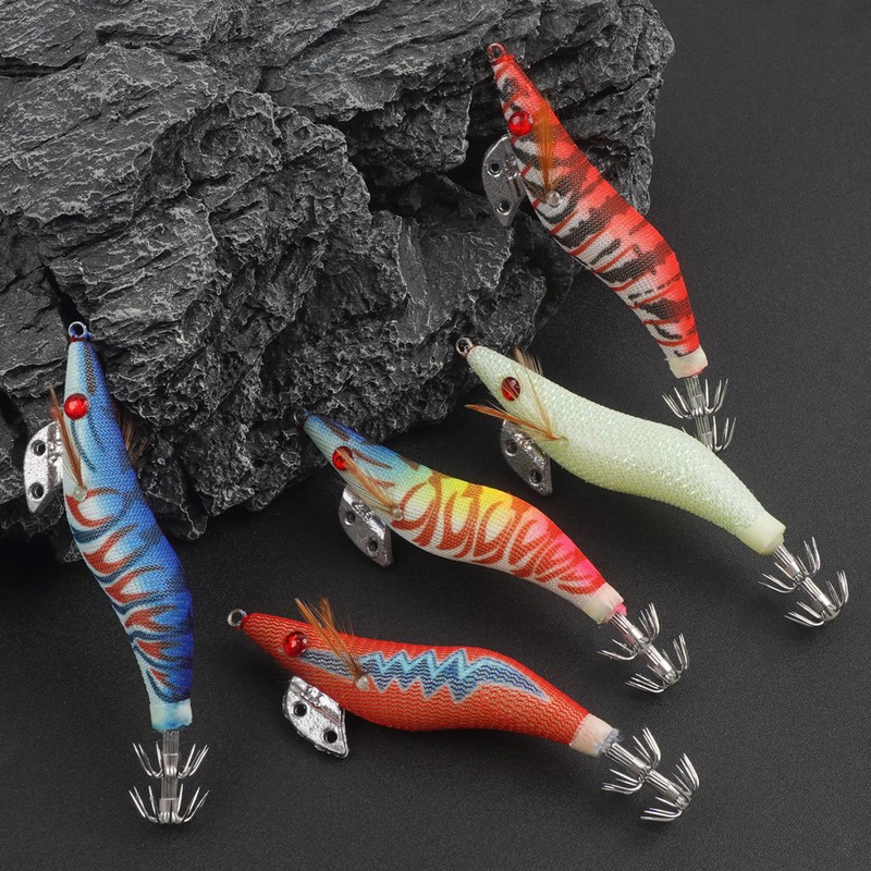 10pcs Wrapped Prawn Lure Octopus Shrimps Fishing Squid Jig Lures