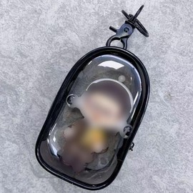 4 Pcs Clear Figure Display Bag with Keychain Case Blind Box Keychain Carrying Case Lipstick Charm for Collectibles(4 Colors)