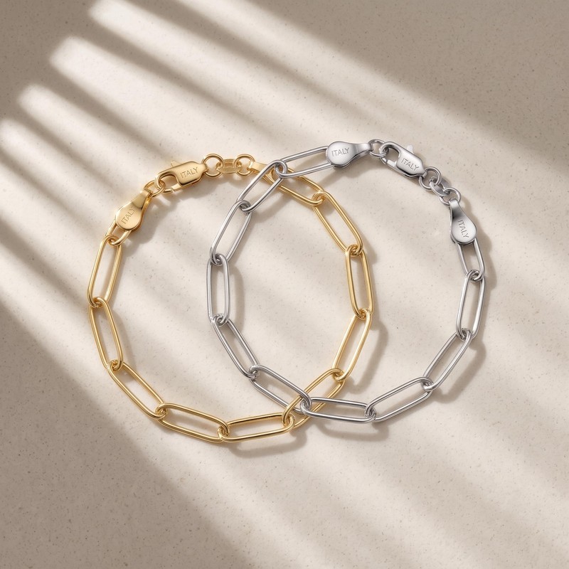 925 Sterling Silver Bracelets for Women, 6mm Silver Paperclip Bracelet