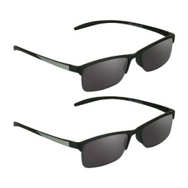 proSPORT Reading Glasses Tinted Sunglass Readers +250 Silver Smoke 2 Pairs Semi rimless Square Frame Unisex NOT BIFOCAL