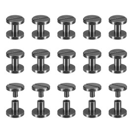 sourcing map 30Pack Brass Chicago Screws, 6x10mm Flat Head Screw Back Binding Post Nail Stud Rivets for DIY Leather Craft Belt Strap, Black