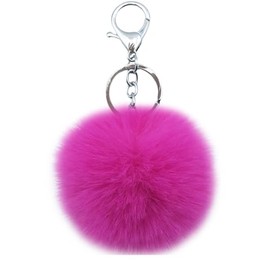 Sqzrpomddy Keychain, Keychain, Cute, Fluffy, Keyring, Hanging Bag, Cute Backpack, Pom Pom, Pendant, Faux Fur Accessory, Rose