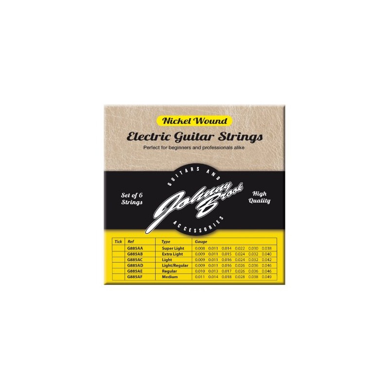 Johnny Brook Set of 6 Nickel Wound Electric Guitar Strings