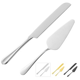 ERVILO Cake Serving Set, Cake Pie Pastry Servers, Stainless steel Cake Knife and Server Set Perfect For Birthday, Wedding, Parties and Events (Silver)