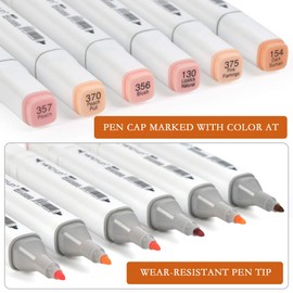 FOCCTS 36 Colors Skin Color Markers Dual Tip Marker Pen Alcohol Based Marker with Carry Case, Permanent Sketch Manga Marker Pens for Portrait Illustration Drawing Coloring