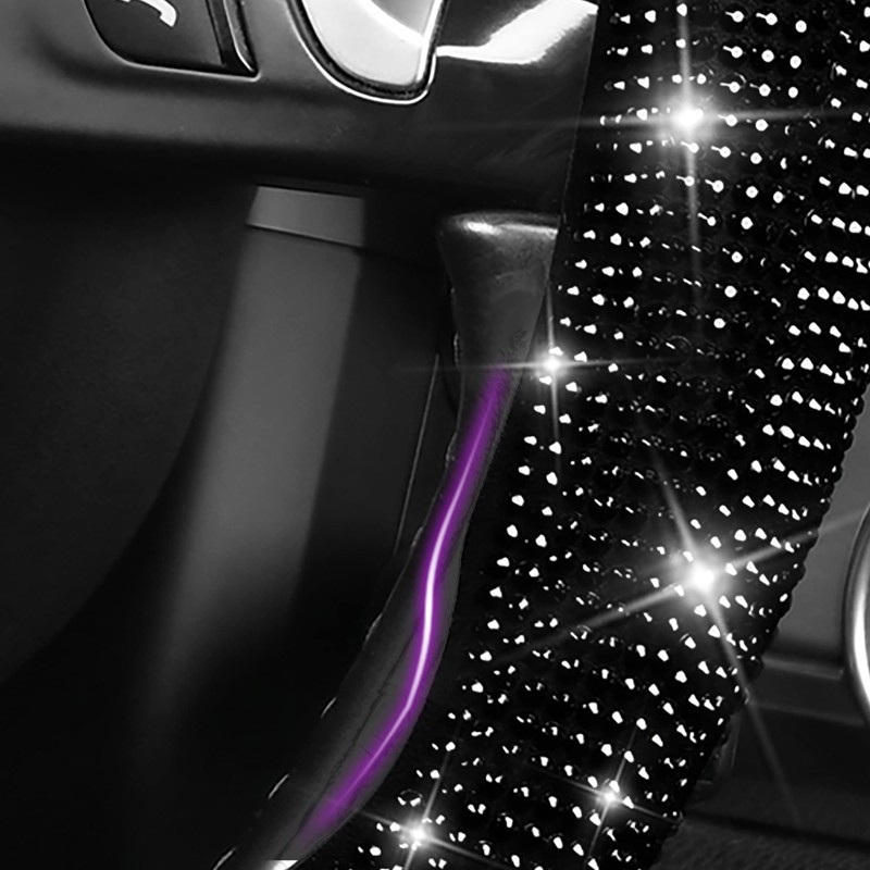 CAR PASS 2PCS Bling Diamond Segmented Steering Wheel Cover with