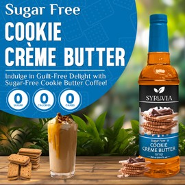 Sugar-Free Cookie Butter Syrup by Syruvia 6-Pack, 25.4 fl oz, Wholesale Coffee Syrup Shops, Cafes, Baristas, Bistros, & Beverage Bars, Bulk Kosher & Gluten-Free