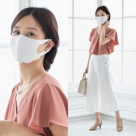 Takumiba Washable Super Elastic Fit Mask, Dry Cool Type (2 Pieces), Prevents Stuffiness, Easy to Breathe, Fashion, Made in Japan, All Season Mask, MASK Pollen, White, S
