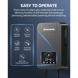 DEWENWILS 300W Low Voltage Landscape Transformer, Outdoor Low Voltage Transformer with Photocell Sensor & Timer, 120V AC to 12V DC, Landscape Lighting Transformer for Spotlight Garden Light Steplight