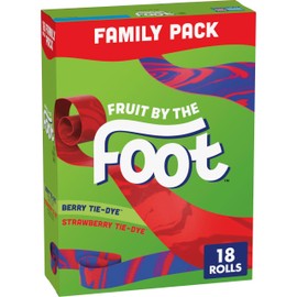 Fruit By The Foot Fruit Flavored Snacks, Berry Tie-Dye & Strawberry Tie-Dye, Family Pack, 18 Rolls, 13.5 oz
