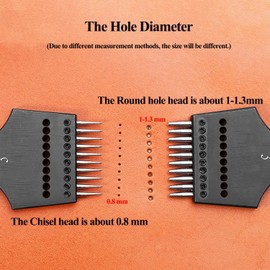 WUTA 2nd Generation Leather Tool Set with Interchangeable Punch & Round Hole Punch, Premium Prong Punch for Leather (4mm-2+6)