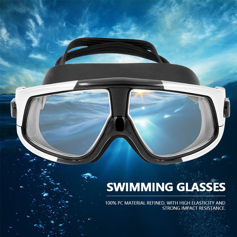 WHALE Professional Adults Electroplating Anti fog Swimming Glasses (Silver Black)