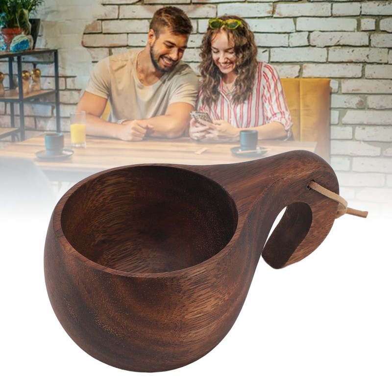 220ml Wooden Coffee Cup Comfortable Grip Handmade Eco Friendly Hot