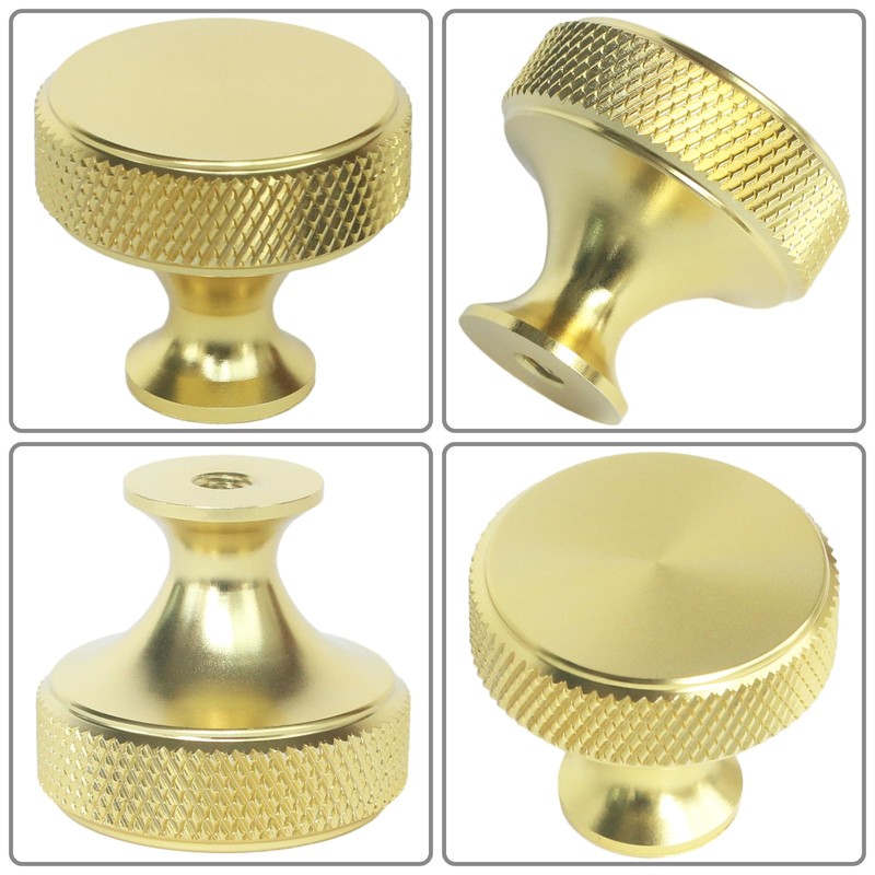 HANIHUA 10 Pack Gold Cabinet Knobs Dresser Knobs, Brushed Brass