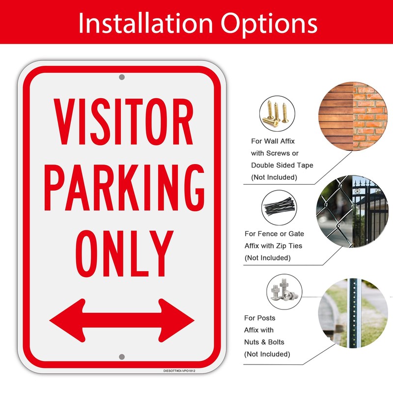 Visitor Parking Only Signs (2 Pack), 12" x 18" Heavy-Duty