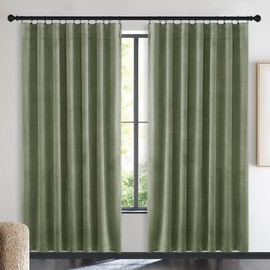 NICETOWN Sage Green Blackout Curtains 72 inches Long 2 Panels (62-inch Wide), Farmhouse and Sleek Velvet Drapes and Curtains for Doorway, Patio Sliding Door, Office, Dorm