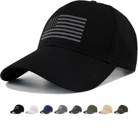 CYGTE American Flag Hat Embroidered Adjustable Cotton USA Baseball Cap Patriotic Men Women Ball Cap -Black - One Size