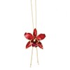 Solid Lacquer Dipped Red Cattleya Orchid Adjustable Pendant Necklace Charm