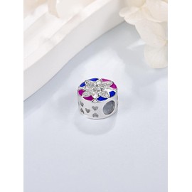 praymos 925 Sterling Silver Charms Beads for Bracelets Necklaces Boho Sun Star Round Pendant Colorful Cute Jewelry Birthday Gift for Women Daughter