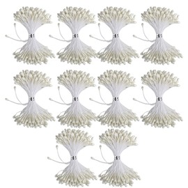 QANYEGN 900Pcs Flower Stamen, Double Heads Artificial Pearl Flower Stamen, Pistil Hand Made Artificial Flower for Christmas Card Wedding Decorations (3mm)