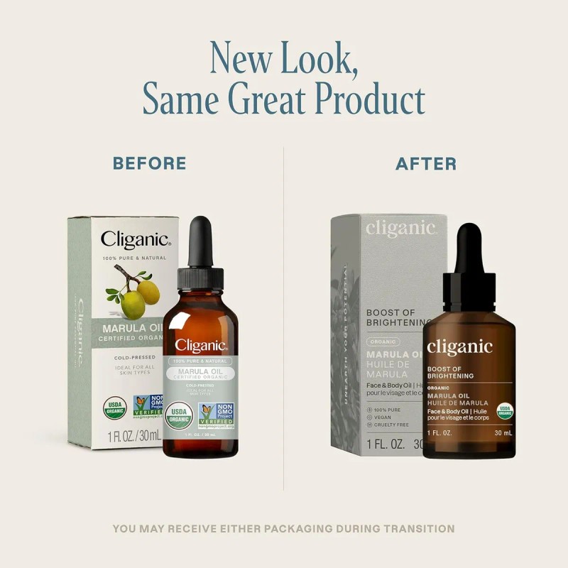 Cliganic Aceite De Marula Orgánico, 100% Puro, Para Rostro Y