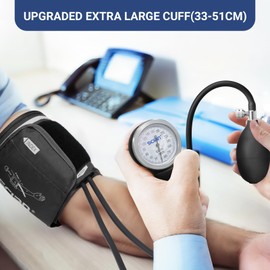 SCIAN Manual Blood Pressure Cuff - Aneroid Sphygmomanometer with European Cuff 12.6-20.8" and D-Ring, Come with Carrying Bag for Nurse Doctor Senior Adult, Black-Adult Large