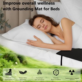 Grounding Mat for Bed, Grounding Pad for Sleeping, Anti-Slip PU Leather Mattress with Grounding Cord for Enhanced Sleep & Comfort Suitable for Feet & Desk 27''×40''(Twin)