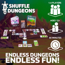 Zero Strategy Games Shuffle Dungeons Board Game – Solo and Co-op Dungeon Crawler for 1–4 Players