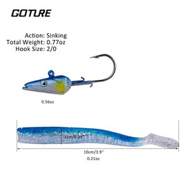 Goture Lead Head Jigs Freshwater Saltwater Soft Fishing Lures with Hook, Sinking Fishing Bait Swimbaits for Bass, Trout, Striper, Pike (Pack of 5)