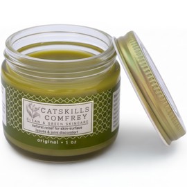 Catskills Comfrey Original, 1oz — Comfrey Salve for Bone Healing Organic — Comfrey Oil Cream, Only 4 Natural Ingredients — Home-Grown & Home-Made, Multi-use Natural Skincare, No Essential Oils