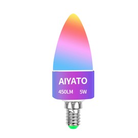 DoHome E12 Smart LED Light Bulb, Dimmable Candelabra Light Work with HomeKit, Alexa, Google Home 6W (60W Equiv.) RGBCW 16 Million Color Changing Chandelier Candle Bulb 1 Pack