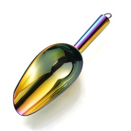 Stainless Steel Rainbow Ice Scoop 6 OZ, Titanium Colorful Plating Metal Ice Scooper For Ice Maker Multipurpose For Candy Wedding Kitchen Bar Party Pet Animal Dog Food Scoop Beach Shovel