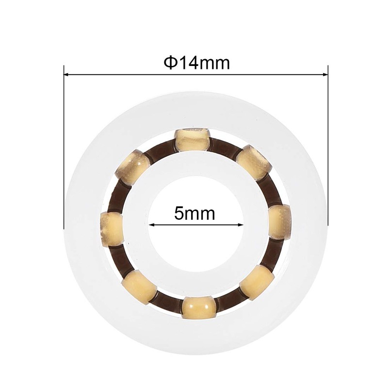 sourcing map 605 Plastic Bearings 5x14x5mm Glass Ball Nylon Cage