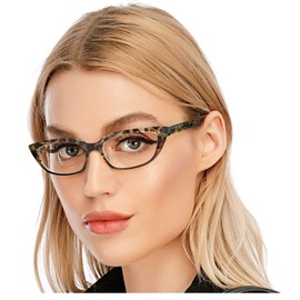 AQWANO Stylish Designer Reading Glasses Women Blue Light Blocking, Cat Eye Compute Readers Anti Glare Lightweight Colorful Frames, brown 2.00