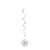 OakTree Sparkling Fizz Hanging Swirls 90th White & Rose Gold