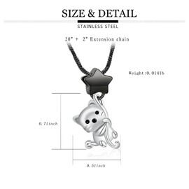 Ydmwannx Cat Urn Necklace for Ashes Star Star Cremation Jewelry for Pet Stainless Steel Ashes Pendant for Women Men Keepsake Necklace Memorial for Jewelry, Stainless Steel, Cubic Zirconia