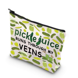 MYSOMY Pickle Juice Makeup Bag Pickle Lover Gifts Pickle Juice Gift Pickle Juice Runs Through My Veins Dill Pickle Zipper Pouch (Pickle Juice mb)